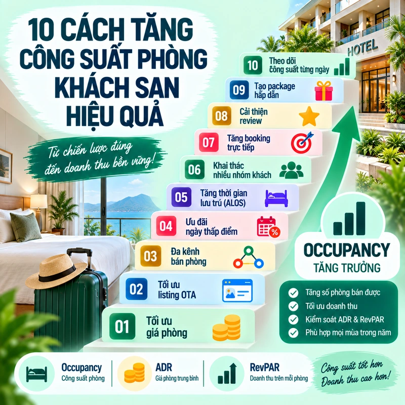 10 Cách Tăng Công Suất Phòng Khách Sạn Hiệu Quả