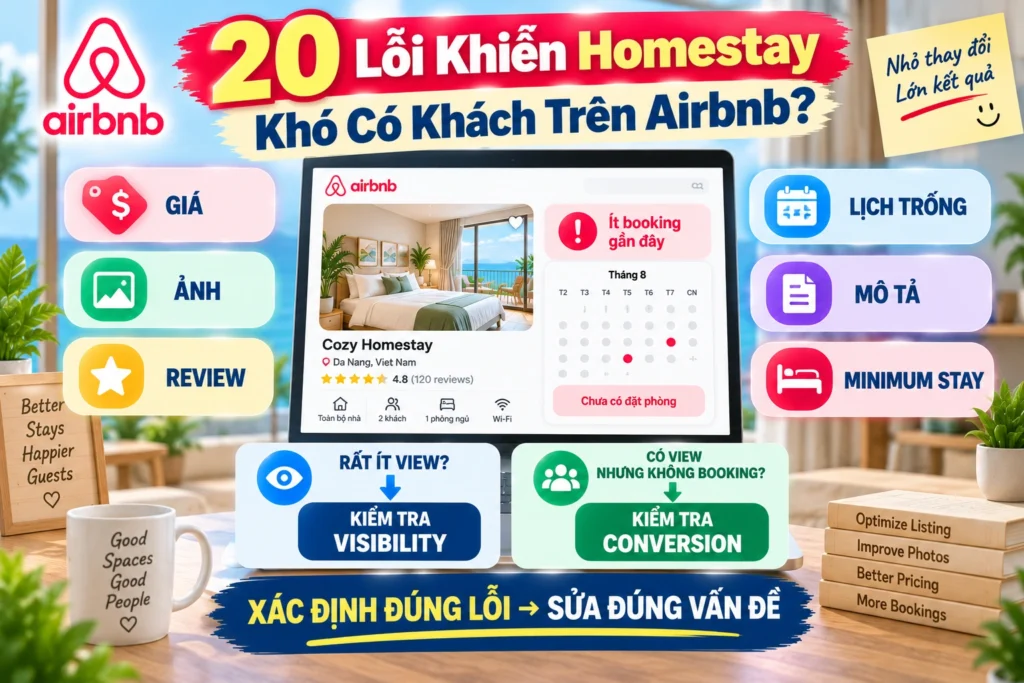 20 Lỗi Khiến Homestay Khó Có Khách Trên Airbnb