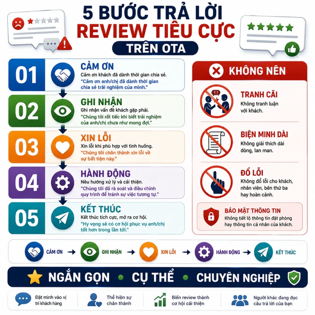 5 bước trả lời review tiêu cực trên OTA