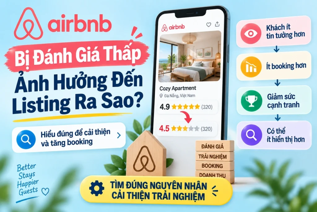 Airbnb Bị Đánh Giá Thấp Ảnh Hưởng Đến Listing Ra Sao