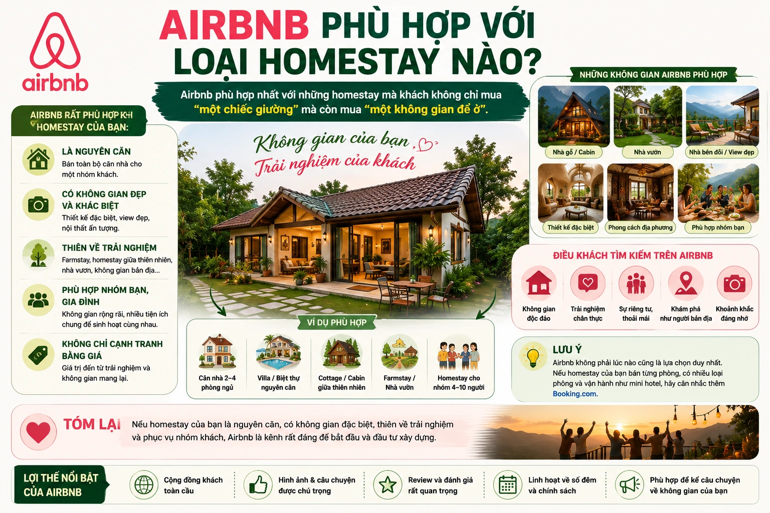 Airbnb phù hợp với loại homestay nào
