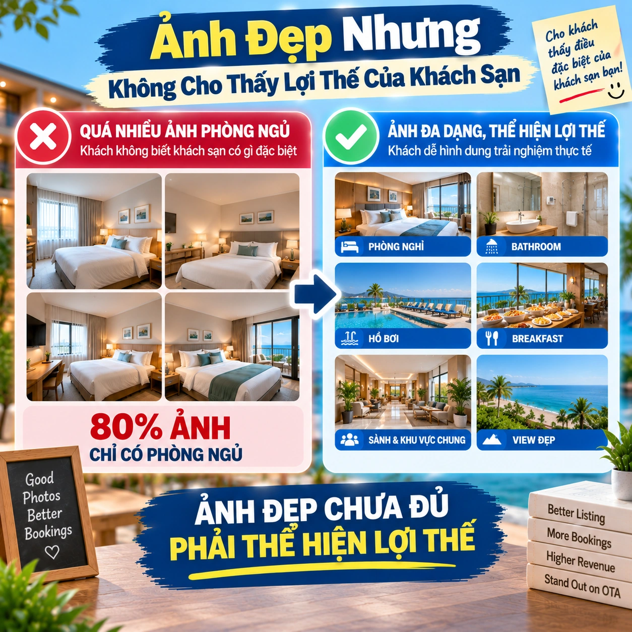 Ảnh Đẹp Nhưng Không Cho Thấy Lợi Thế Của Khách Sạn