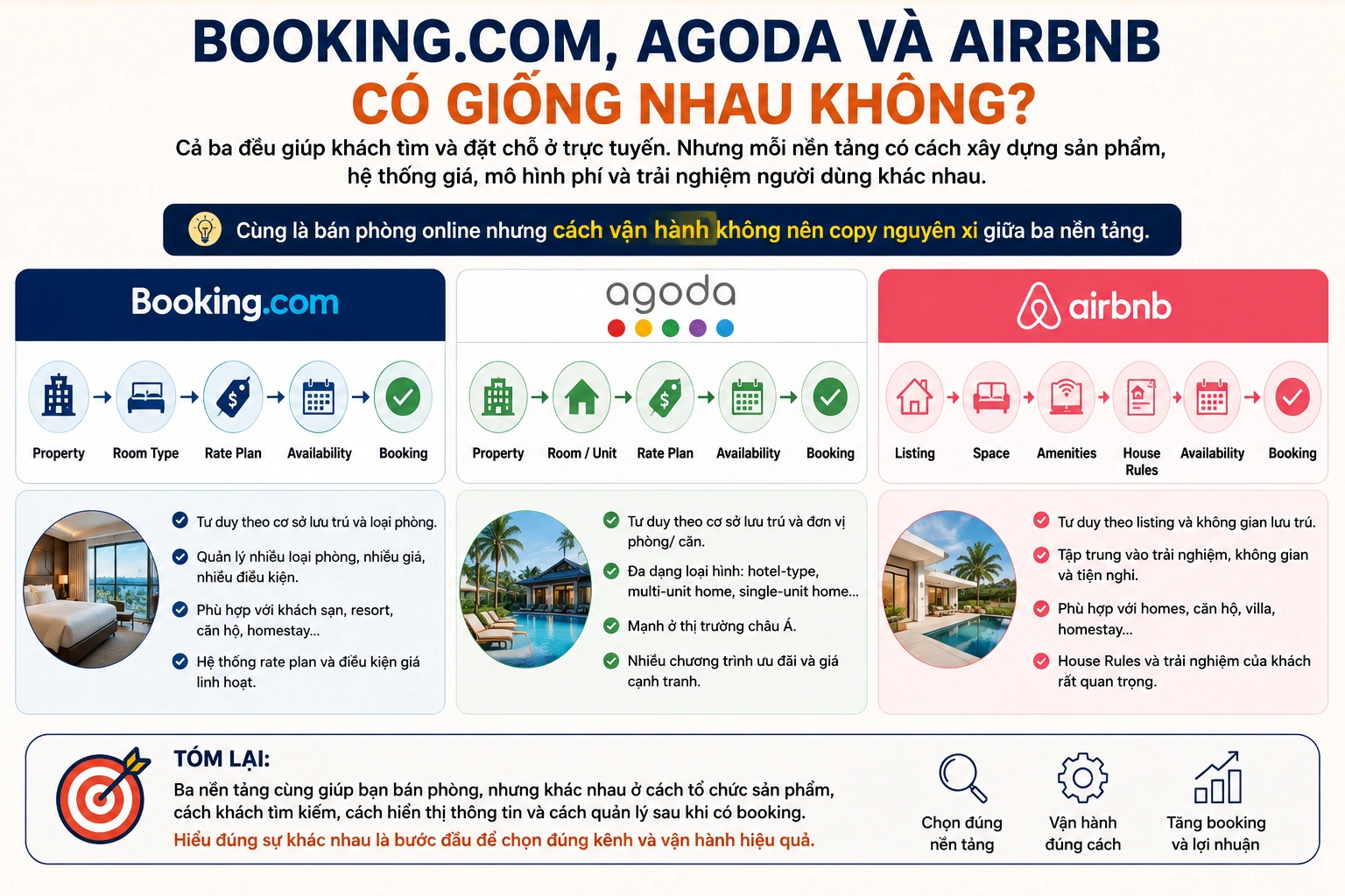 Booking.com Agoda và Airbnb có giống nhau không