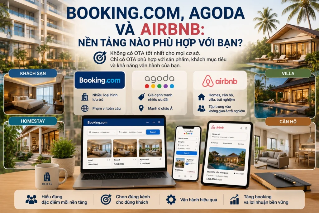Booking.com Agoda và Airbnb nền tảng nào phù hợp với bạn