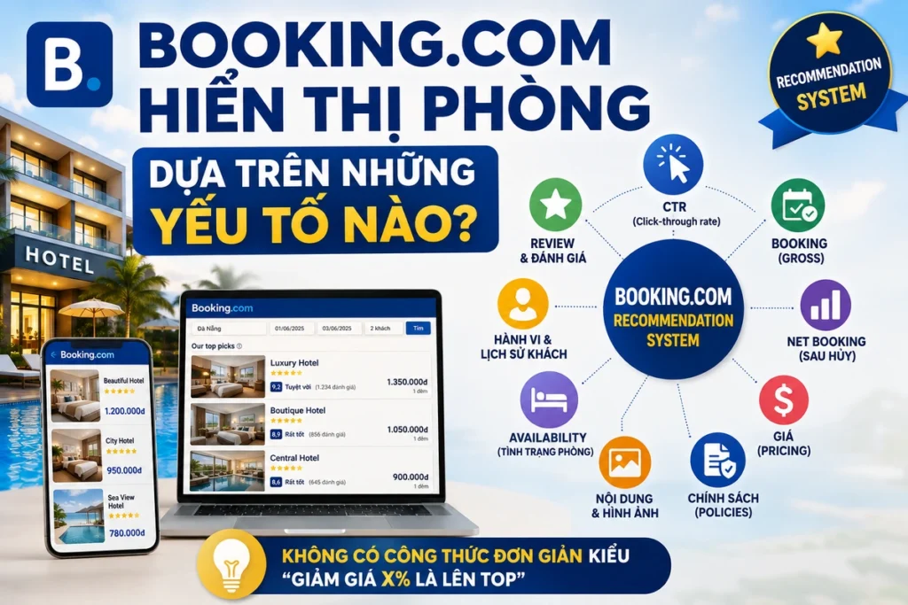 Booking.com hiển thị phòng dựa trên những yếu tố nào