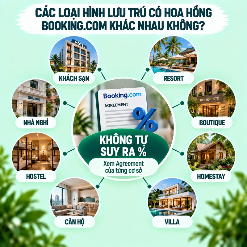 Các Loại Hình Lưu Trú Có Hoa Hồng Booking.com Khác Nhau Không