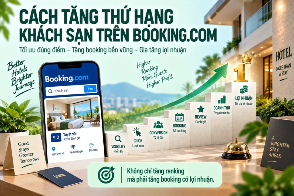 Cách Tăng Thứ Hạng Khách Sạn Trên Booking