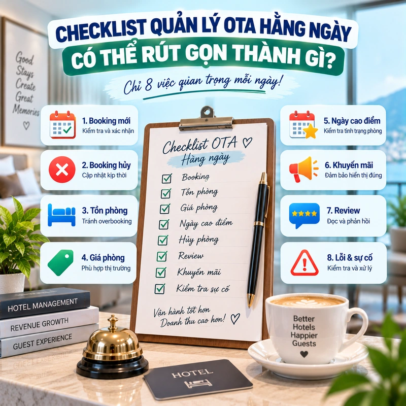 Checklist Quản Lý OTA Hằng Ngày Có Thể Rút Gọn Thành Gì