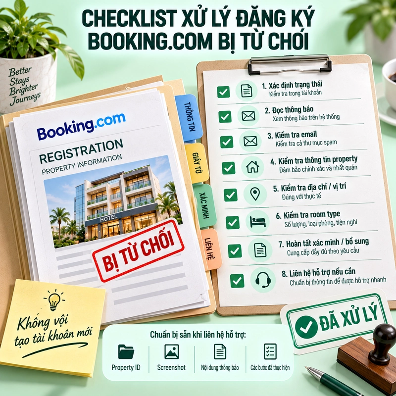 Checklist Xử Lý Đăng Ký Booking.com Bị Từ Chối