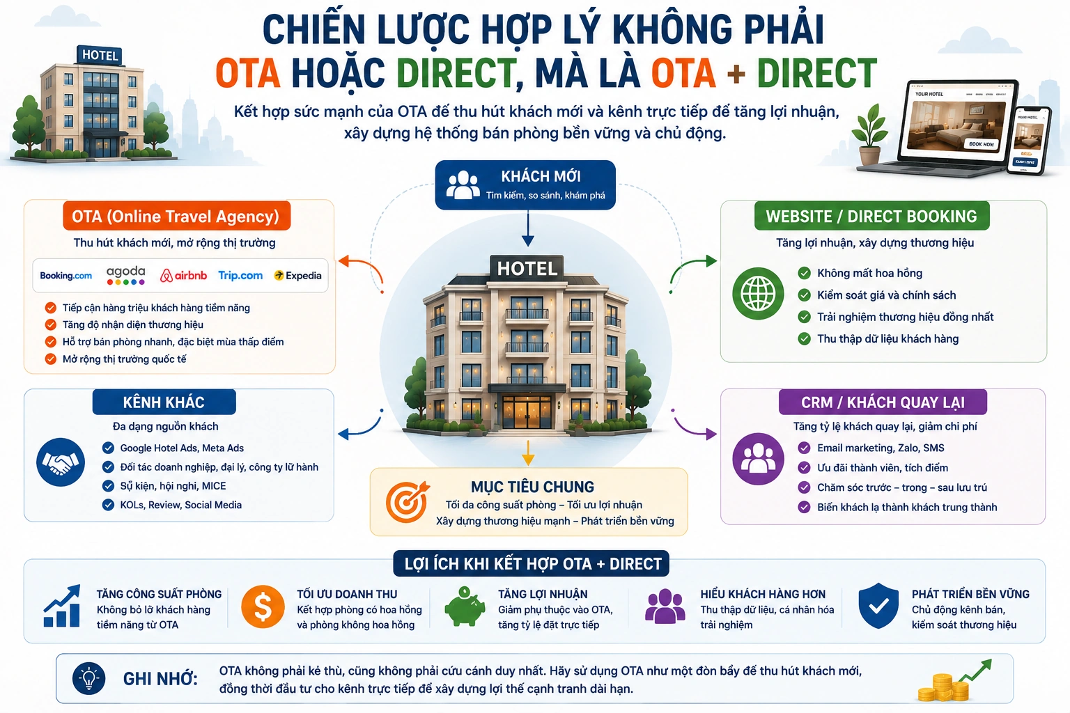 Chiến lược hợp lý không phải OTA hoặc Direct mà là OTA + Direct