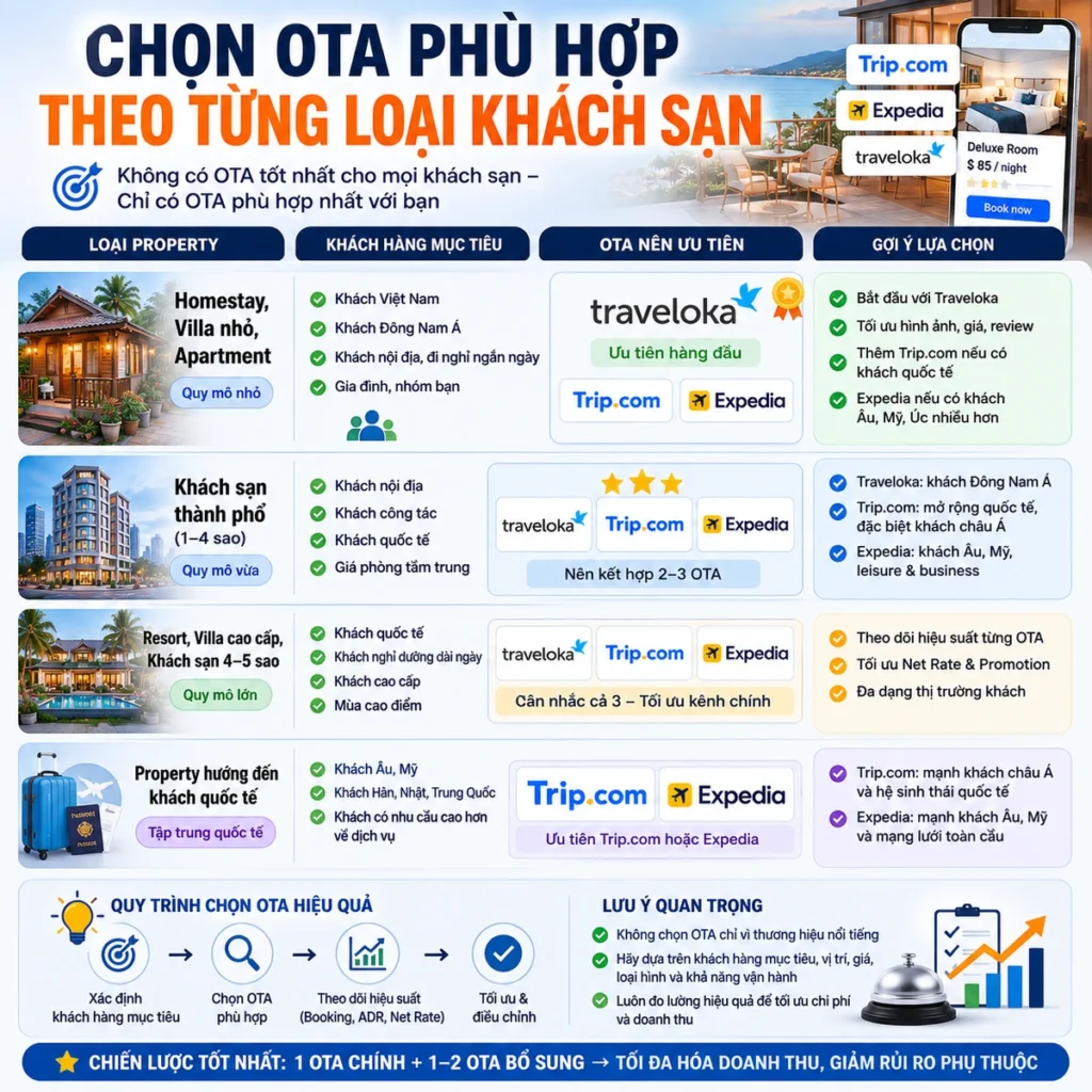 Chọn OTA theo từng loại khách sạn