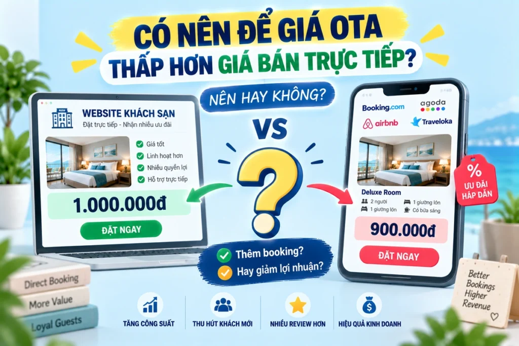 Có Nên Để Giá OTA Thấp Hơn Giá Bán Trực Tiếp