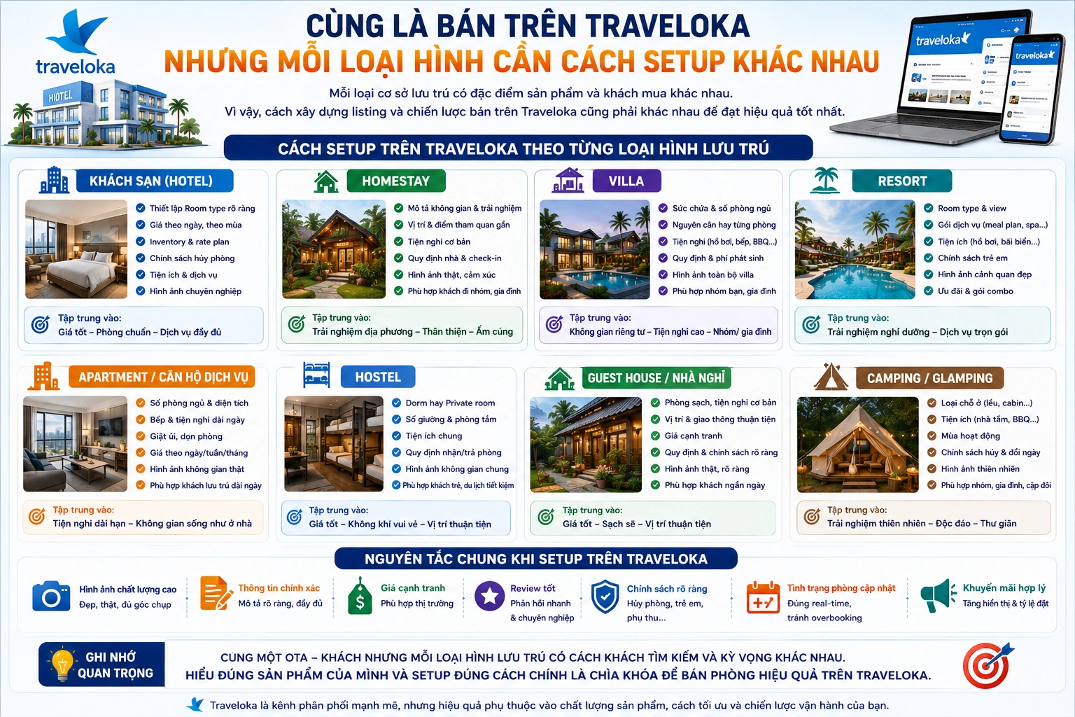Cùng là bán trên Traveloka nhưng mỗi loại hình cần cách setup khác nhau
