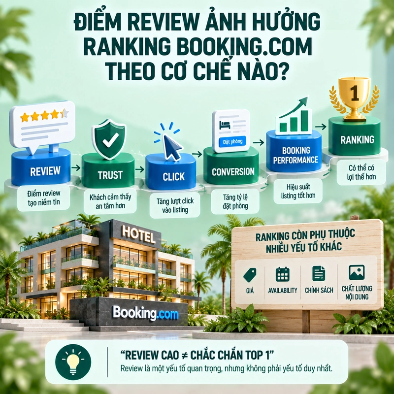 Điểm Review Ảnh Hưởng Ranking Booking.com Theo Cơ Chế Nào
