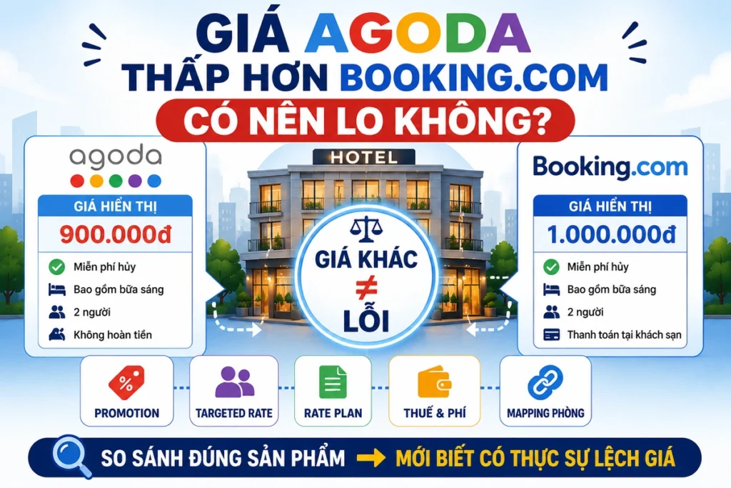 Giá Agoda thấp hơn Booking.com có nên lo không