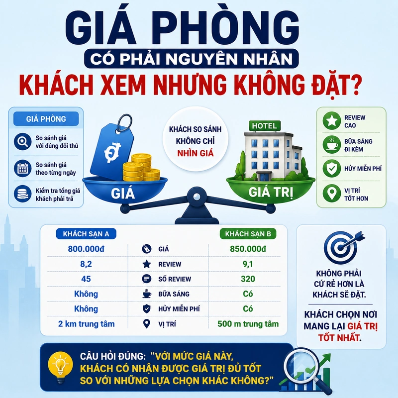 Giá phòng có phải nguyên nhân khách xem nhưng không đặt