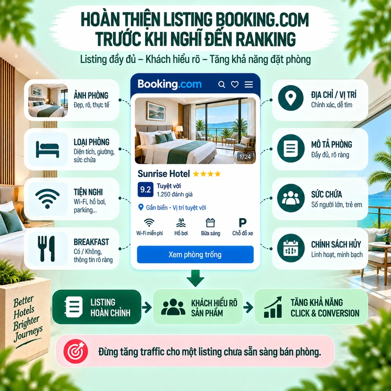 Hoàn Thiện Listing Booking.com Trước Khi Nghĩ Đến Ranking