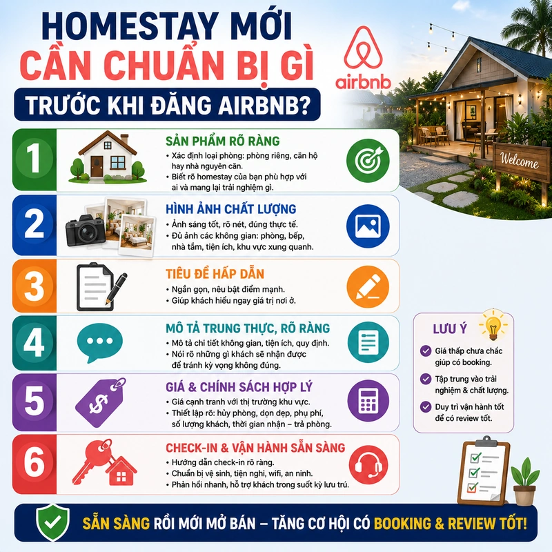 Homestay mới cần chuẩn bị gì trước khi đăng Airbnb