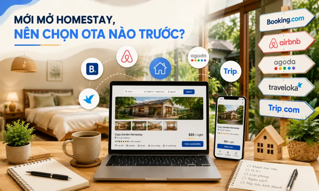 Homestay mới nên mở OTA nào
