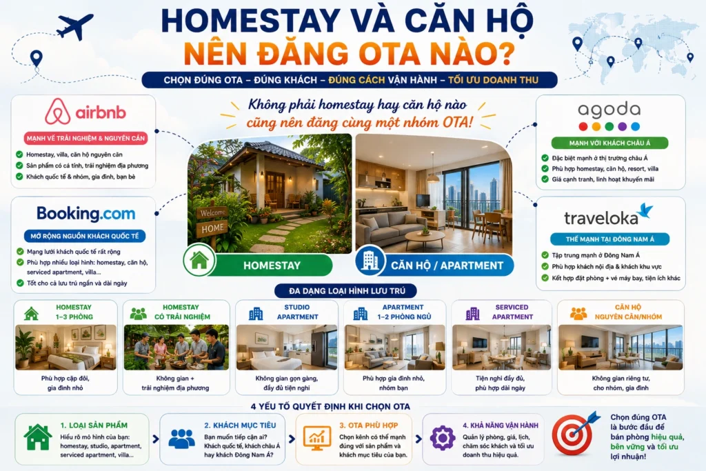 Homestay và căn hộ nên đăng OTA nào