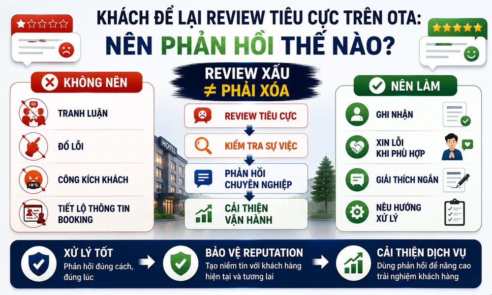 Khách để lại review tiêu cực trên OTA