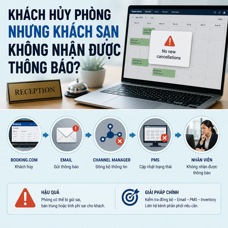 Khách hủy phòng nhưng khách sạn không nhận được thông báo