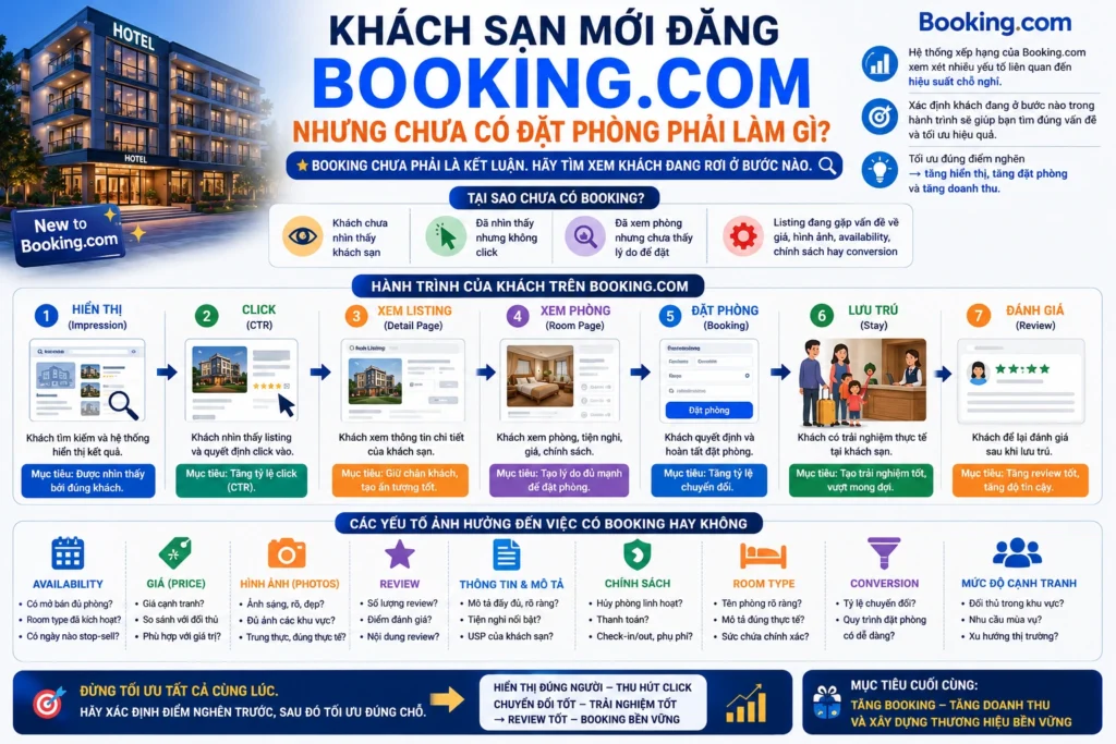 Khách sạn mới đăng Booking.com nhưng chưa có đặt phòng phải làm gì