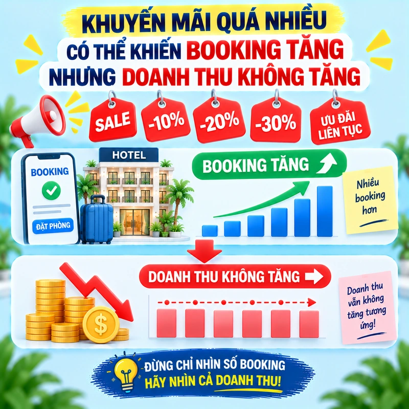 Khuyến Mãi Quá Nhiều Có Thể Khiến Booking Tăng Nhưng Doanh Thu Không Tăng