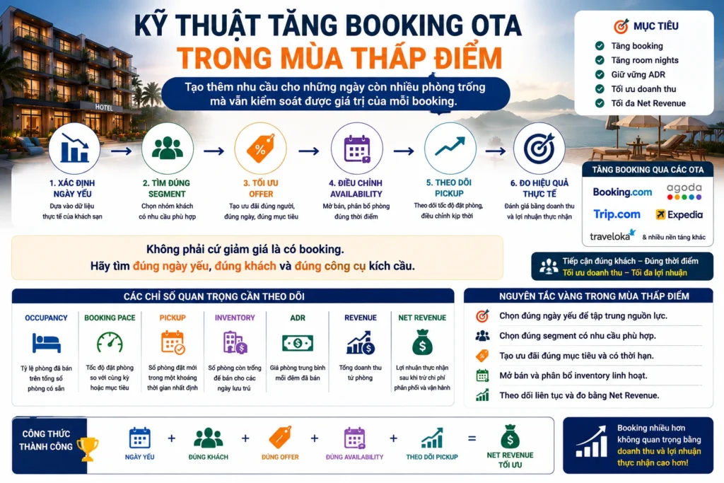 Kỹ thuật tăng booking OTA cho khách sạn mùa thấp điểm