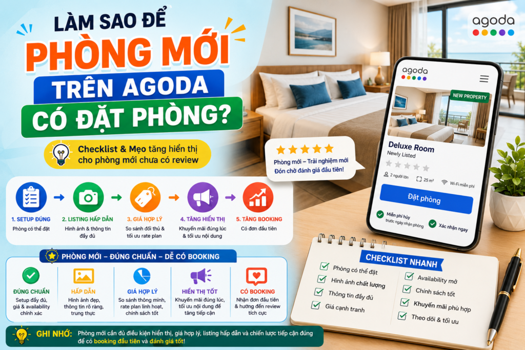 Làm sao để phòng mới trên Agoda có đặt phòng