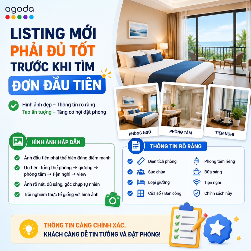 Listing Agoda hấp dẫn và thông tin rõ ràng