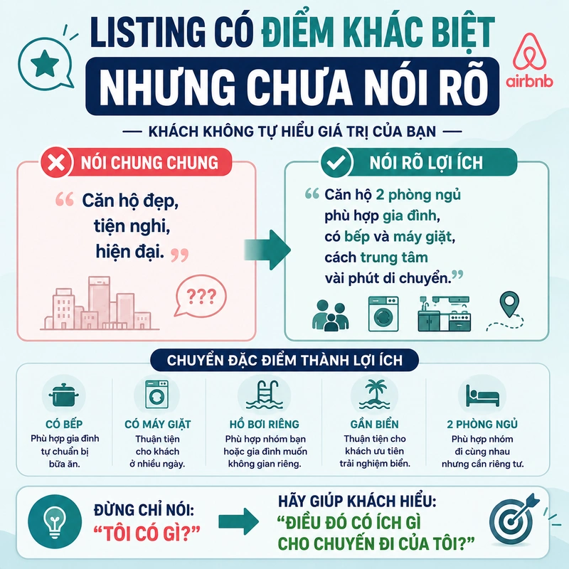 Listing Có Điểm Khác Biệt Nhưng Chưa Nói Rõ
