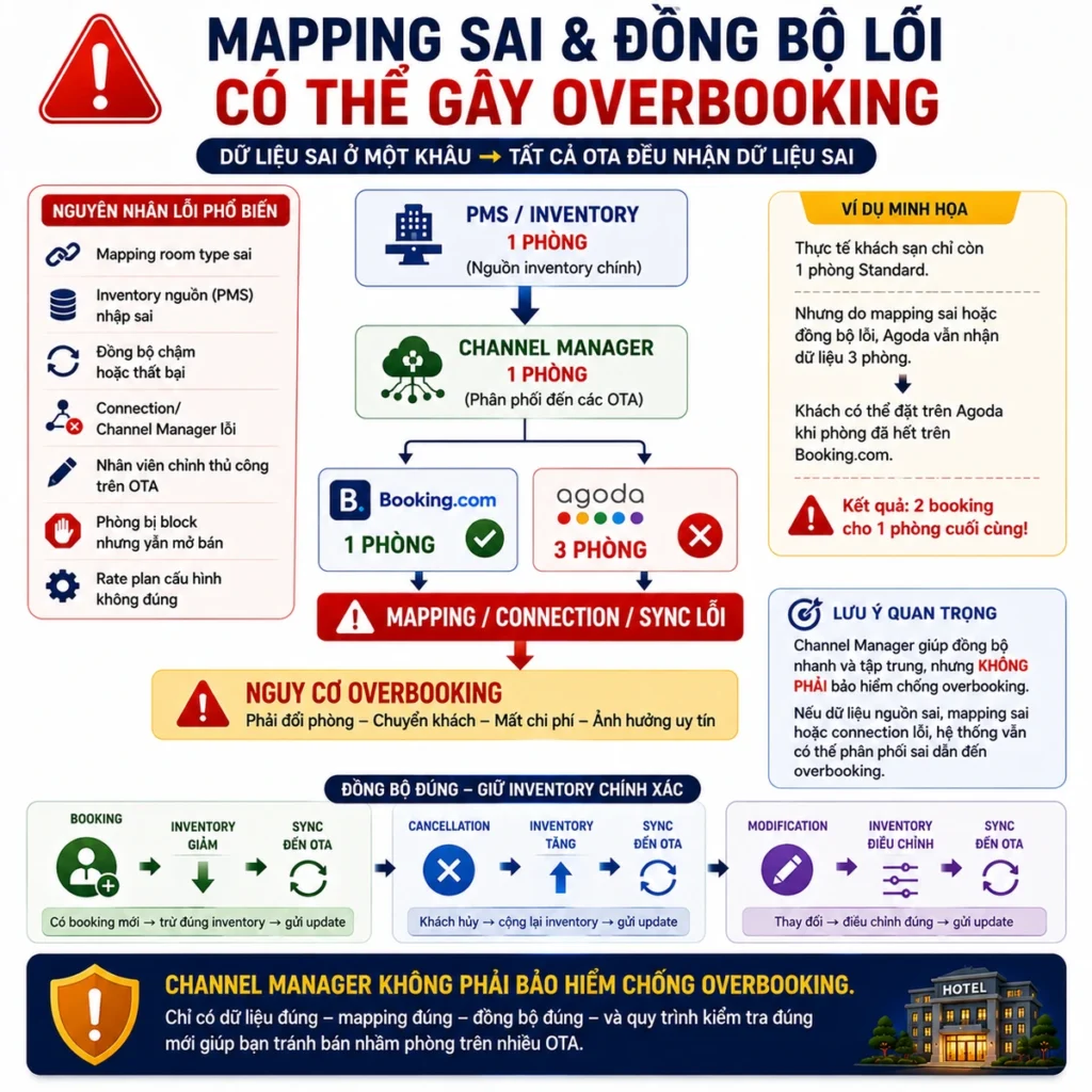 Mapping sai và đồng bộ lỗi có thể gây overbooking