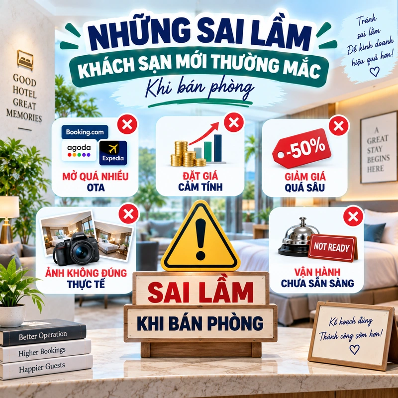 Những Sai Lầm Khách Sạn Mới Thường Mắc Khi Bán Phòng
