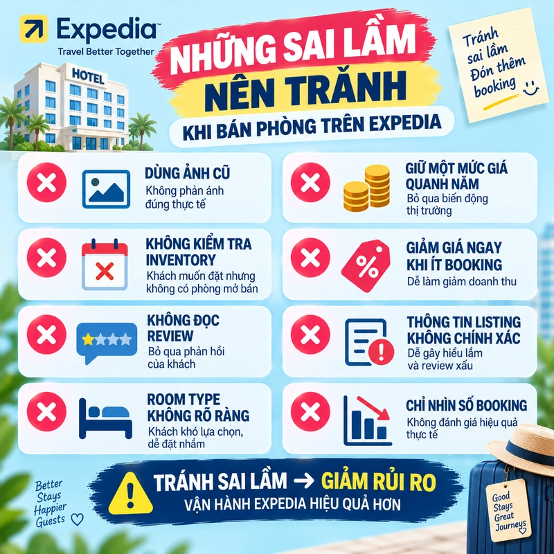 Những Sai Lầm Nên Tránh Khi Bán Phòng Trên Expedia