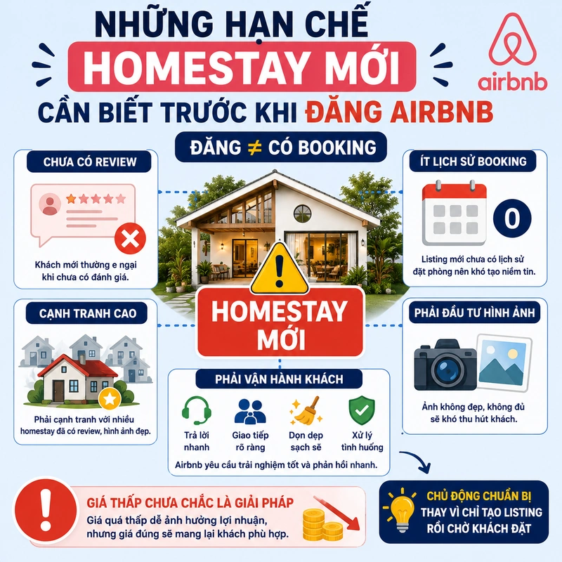 Những hạn chế homestay mới cần biết trước khi đăng Airbnb