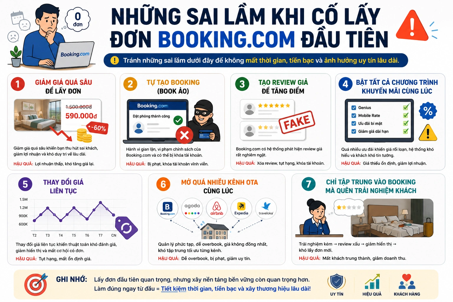 Những sai lầm khi cố lấy đơn Booking.com đầu tiên