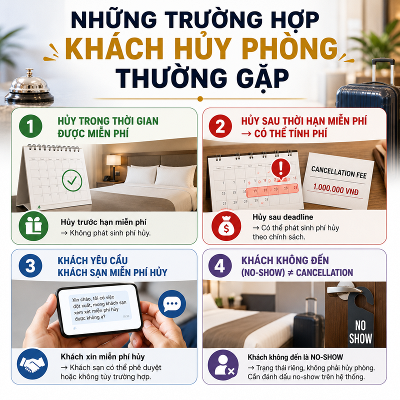 Những trường hợp khách hủy phòng trên Booking.com thường gặp