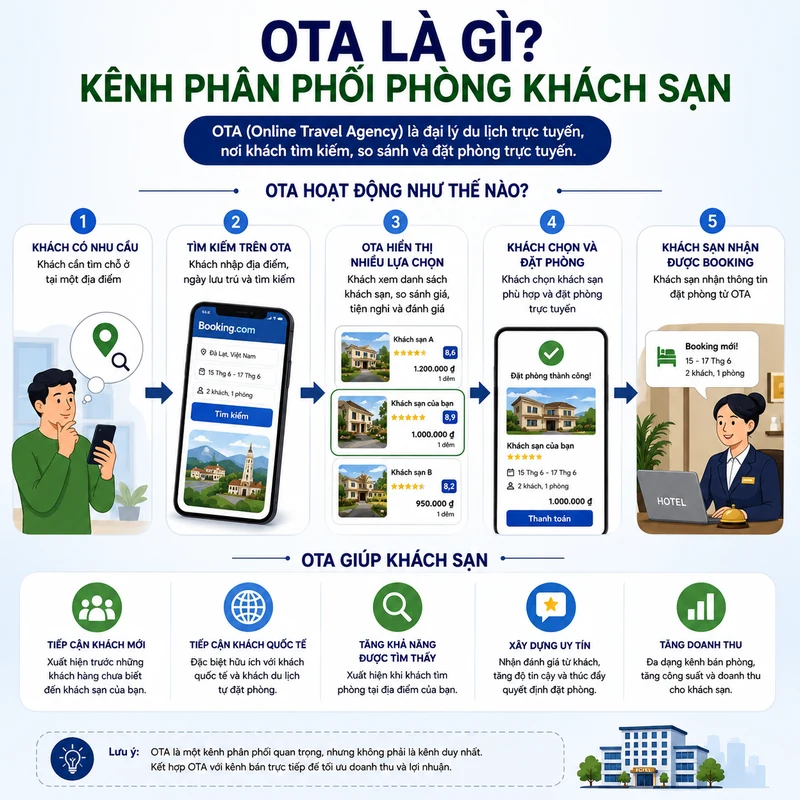 OTA là gì và giúp khách sạn phân phối phòng như thế nào