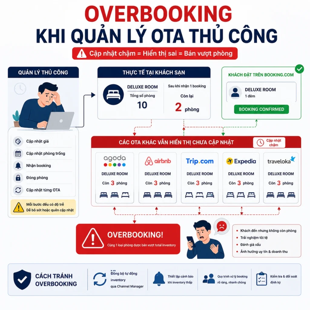 Overbooking khi quản lý OTA thủ công