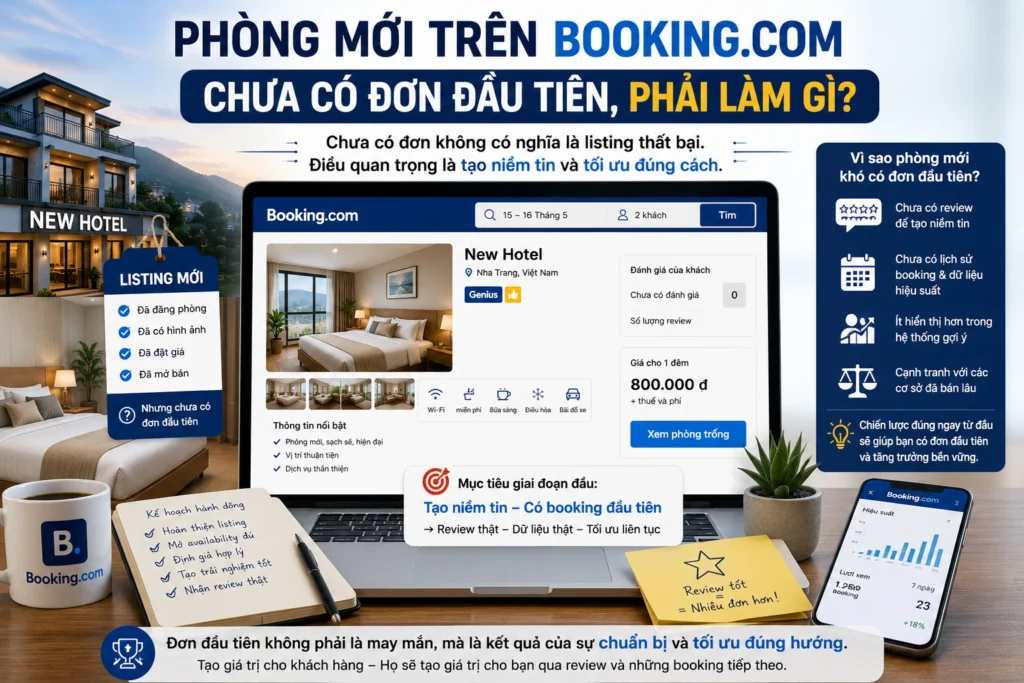 Phòng mới trên Booking.com chưa có đơn đầu tiên