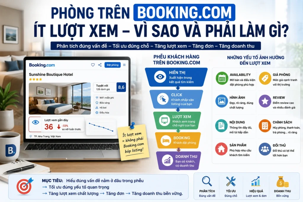 Phòng trên Booking.com ít lượt xem – vì sao và phải làm gì