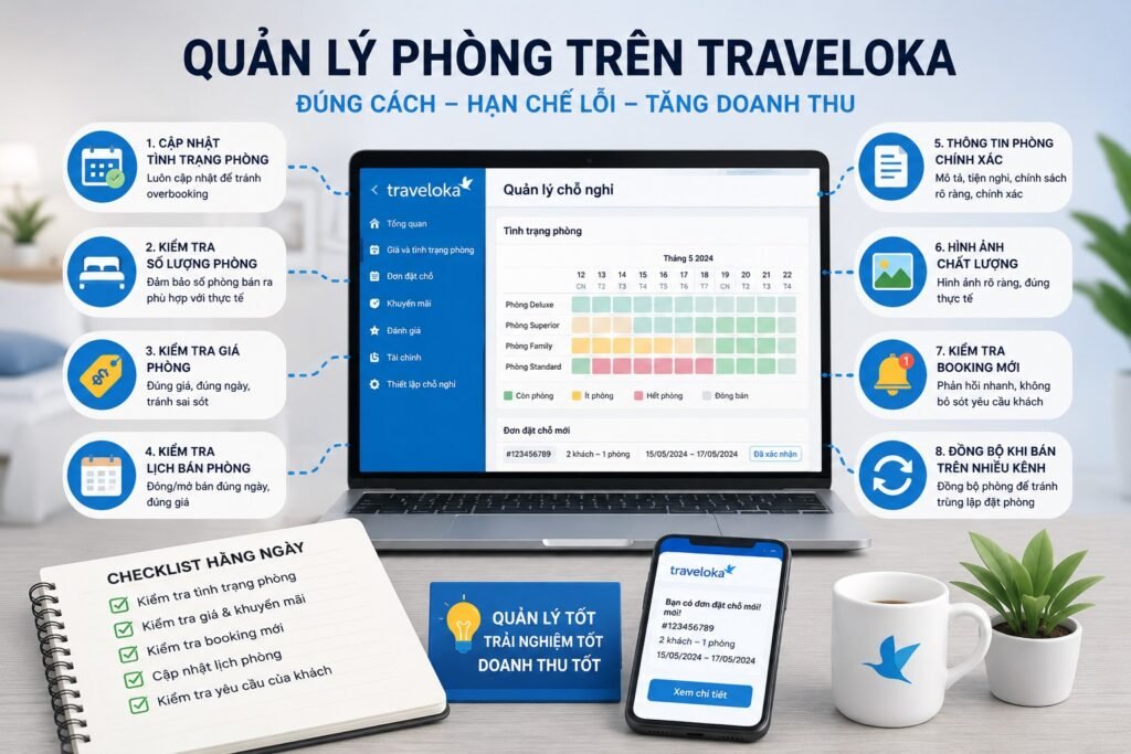 Quản lý phòng trên Traveloka
