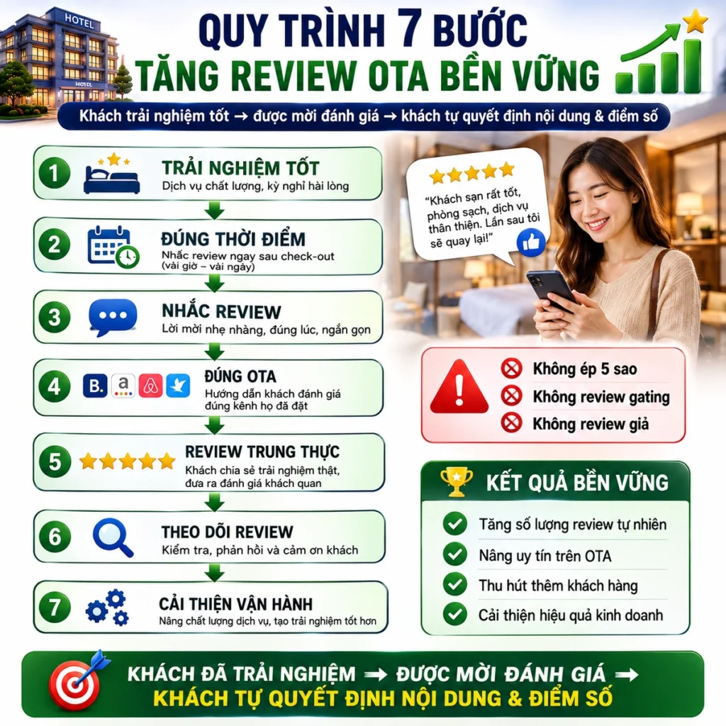 Quy trình 7 bước tăng review OTA bền vững