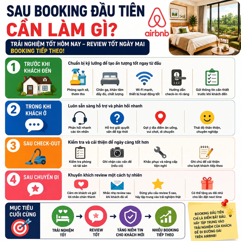 Sau Booking đầu tiên cần làm gì