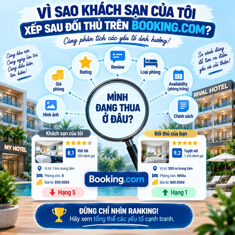 Vì Sao Khách Sạn Của Tôi Xếp Sau Đối Thủ Trên Booking