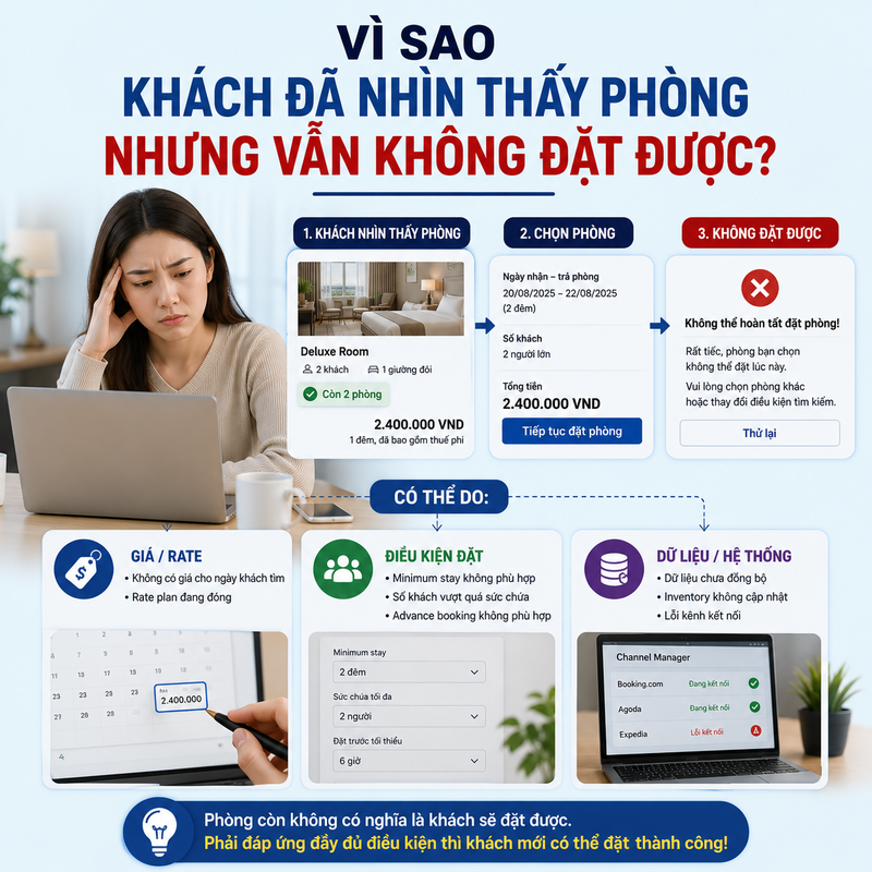 Vì Sao khách đã nhìn thấy phòng nhưng vẫn không đặt được