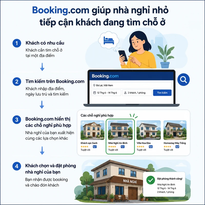 Booking giúp nhà nghỉ kiếm thêm khách hàng