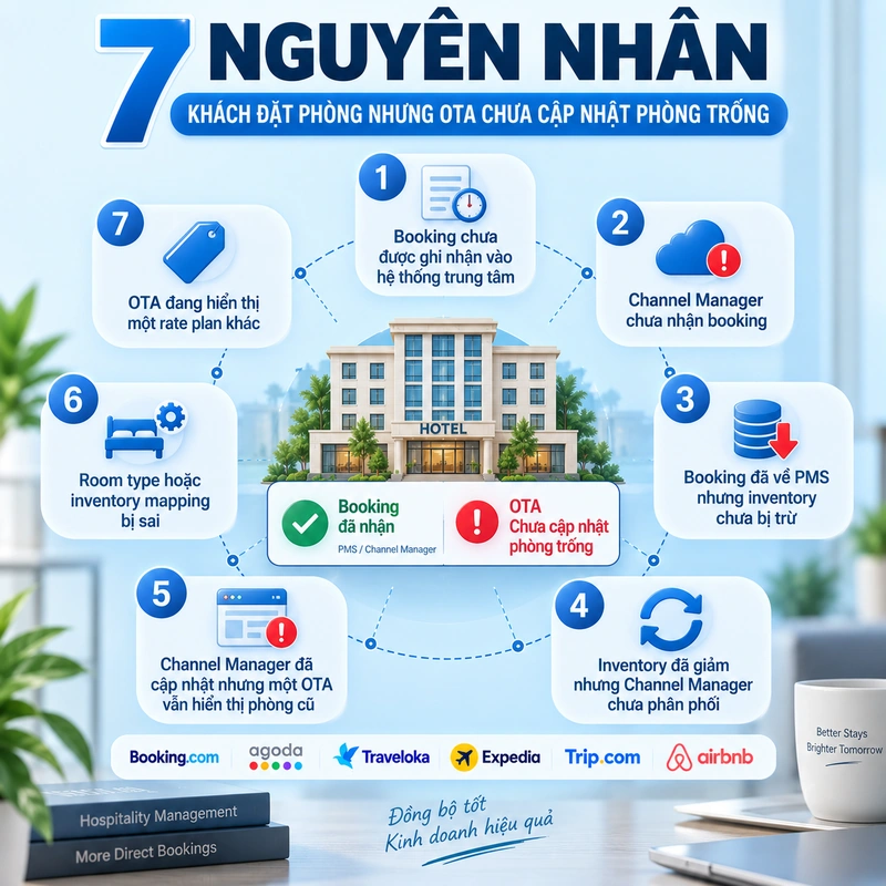 7 Nguyên Nhân Khách Đặt Phòng Nhưng OTA Chưa Cập Nhật Phòng Trống
