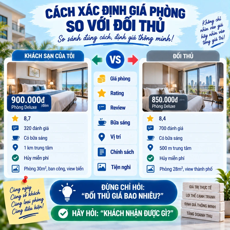 Cách Xác Định Giá Phòng So Với Đối Thủ